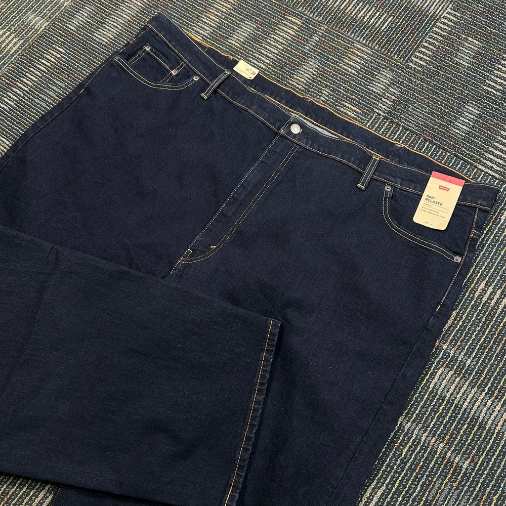 Levi's 550 Relaxed Fit Jeans 54x29 Dark Indigo Blue Stretch Denim‎ Mens New NWT